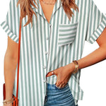 Zeagoo Linen Shirts Cotton Short Sleeve V Neck Collared Blouses