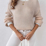 Zeagoo Sweater Casual Long Sleeve Color Block Loose Pullover