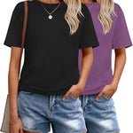 Zeagoo 2 Pack Women Tshirts Short Sleeve Crew Neck Tops