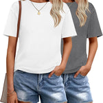 Zeagoo 2 Pack Women Tshirts Short Sleeve Crew Neck Tops