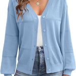 Zeagoo Cardigan Long Sleeve Crochet Shrug Soft Knit Sweater