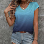 Zeagoo V Neck Eyelet T Shirts Cap Sleeve Tops
