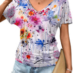 Zeagoo Women's Short Sleeve V Neck Blouse Ruched Casual Tunic Tops
