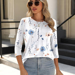 Zeagoo 3/4 Length Sleeve Tops Loose Fit Shirts Pleated Tunics