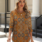 Zeagoo 3/4 Length Sleeve Tops Loose Fit Shirts Pleated Tunics