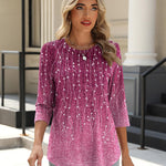 Zeagoo 3/4 Length Sleeve Tops Loose Fit Shirts Pleated Tunics