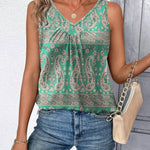 Zeagoo Tank Tops Loose Fit V Neck Ruched Sleeveless Tops
