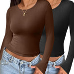 Zeagoo Women Long Sleeve T Shirts Crewneck Basic Knit Tops