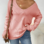 Zeagoo Womens Sweaters Long Sleeve Shirts Off Shoulder Crochet