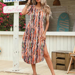 Zeagoo Maxi Dress with Pockets Short Sleeve Sundress