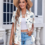 Zeagoo Button Down Shirt Bust Pocket Short Sleeve Blouses