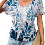 Zeagoo Women's Short Sleeve V Neck Blouse Ruched Casual Tunic Tops