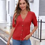 Zeagoo Short Sleeve Cardigan Button Down Ribbed Knit Sweater Tops