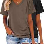 Zeagoo 2 Pack Short Sleeve Shirts Casual Soft V Neck Basic Tee