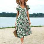 Zeagoo Women's Casual Dress Flutter Button Down Tiered Flowy Dress