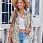 Zeagoo Button Down Shirt Bust Pocket Short Sleeve Blouses