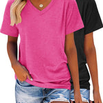 Zeagoo 2 Pack Short Sleeve Shirts Casual Soft V Neck Basic Tee