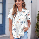 Zeagoo Button Down Shirt Bust Pocket Short Sleeve Blouses