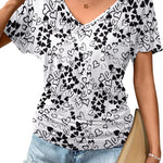 Zeagoo Women's Short Sleeve V Neck Blouse Ruched Casual Tunic Tops