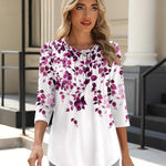 Zeagoo 3/4 Length Sleeve Tops Loose Fit Shirts Pleated Tunics