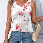 Zeagoo Tank Tops Loose Fit V Neck Ruched Sleeveless Tops