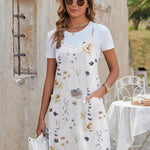 Zeagoo Casual Beach Dress Adjustable Strap Floral Boho Sundress