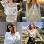 Zeagoo Women's Satin Blouse Elegant V-Neck Silk Blouse (DE Only)
