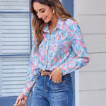 Zeagoo Button Down Shirts Dressy Floral Printed Blouse