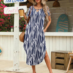Zeagoo Maxi Dress with Pockets Short Sleeve Sundress