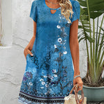 Zeagoo Women's Casual A-Line Dresses with Pockets Floral Tshirt Dress