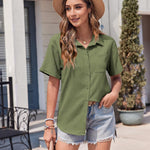 Zeagoo Short Sleeve Button Down Shirt Casual Loose Fit Blouses