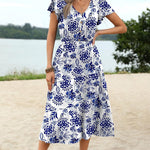 Zeagoo Women's Casual Dress Flutter Button Down Tiered Flowy Dress