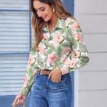 Zeagoo Button Down Shirts Dressy Floral Printed Blouse