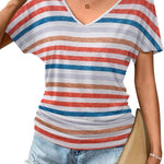 Zeagoo Women's Short Sleeve V Neck Blouse Ruched Casual Tunic Tops