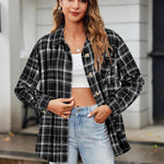Zeagoo Women Flannel Shacket Jacket Plaid Button Down Shirt