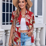 Zeagoo Button Down Shirt Bust Pocket Short Sleeve Blouses