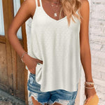 Zeagoo Flowy Strap Eyelet Embroidery Sleeveless Casual Tank Top