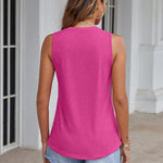 Zeagoo Tank Tops Pleated V Neck Floral Solid Loose Fit Tops