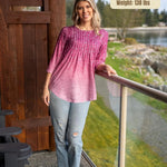 Zeagoo 3/4 Length Sleeve Tops Loose Fit Shirts Pleated Tunics