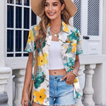 Zeagoo Button Down Shirt Bust Pocket Short Sleeve Blouses