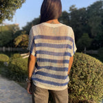 Zeagoo Short Sleeve Crochet Sweater Tops