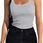 Zeagoo 2 Packs Womens Ribbed Tank Tops Square Neck Tops