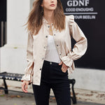 Women Corduroy Shirts Long Sleeve Button Down Shacket Jacket Ruffle Blouses Top S-XXL - Zeagoo (Us Only)