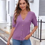 Zeagoo Short Sleeve Cardigan Button Down Ribbed Knit Sweater Tops