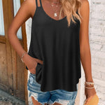 Zeagoo Flowy Strap Eyelet Embroidery Sleeveless Casual Tank Top