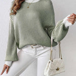 Zeagoo Sweater Casual Long Sleeve Color Block Loose Pullover