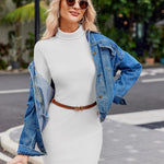 Zeagoo Bodycon Dress Elegant Turtleneck Long Sleeve Dress (DE Only)