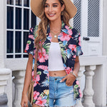 Zeagoo Button Down Shirt Bust Pocket Short Sleeve Blouses