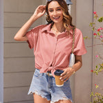 Zeagoo Women's Cotton Button Down Shirts Short Sleeve Casual Shirts