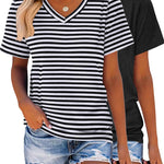 Zeagoo 2 Pack Short Sleeve Shirts Casual Soft V Neck Basic Tee